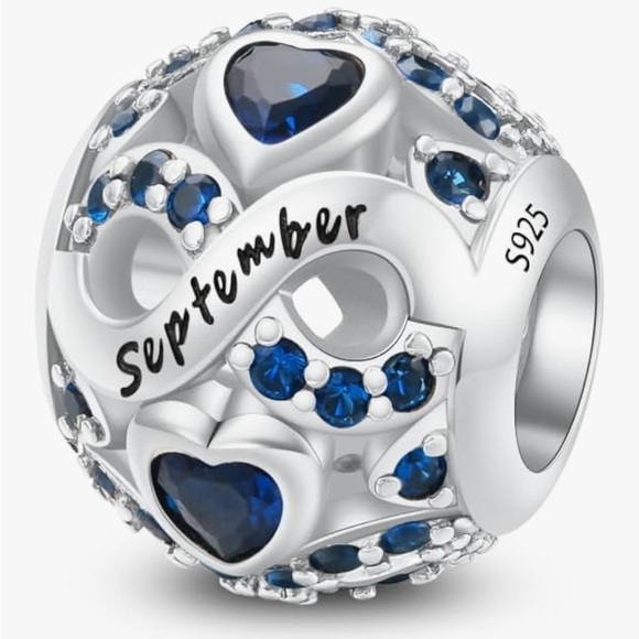 September Birthstone charm in sterling silver 925 barrel style to fit pandoras - Picture 1 of 2